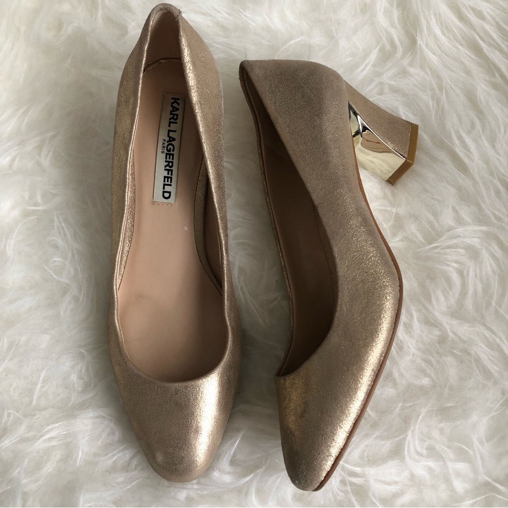 Karl Lagerfeld Gold Pump Heel